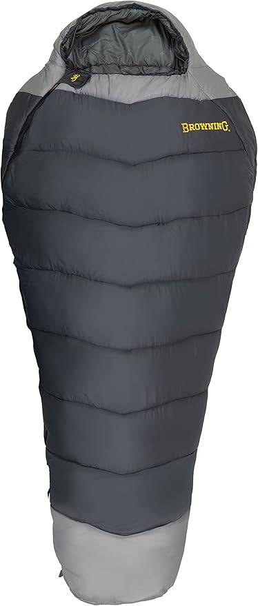 Browning Camping Denali -30° Mummy Sleeping Bag, Charcoal/Gray