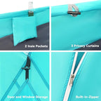 Beach Tent, Portable Sun Shelter for 2/3/4/6-8 Person with UPF 50+ UV Protection, Easy Setup Waterproof Beach Shade Canopy Cabana for Family Outdoor and Picnics, Fishing with Carrying Bag