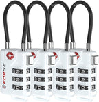 TSA Approved Cable Luggage Locks, Re-settable Combination with Alloy Body (White 4 Locks)
