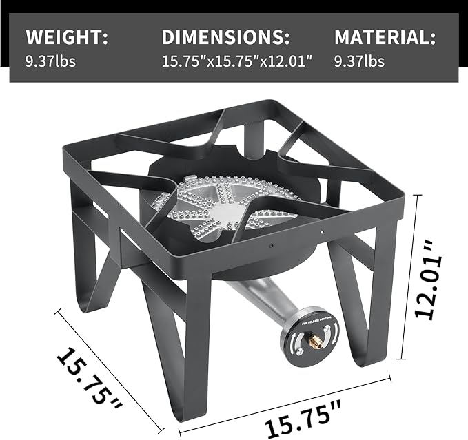 SKOK 200,000 BTUs High Pressure Single Burner Propane Camping Stove - Portable Outdoor Stove for Outdoor Cooking, Backyard, Picnic
