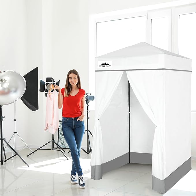 EAGLE PEAK Flex Ultra Compact 4x4 Pop-up Canopy, Sun Shelter, Changing Room, Portable Privacy Canopy Cabana for Pool, Fashion Photoshoots, or Camping, White