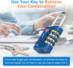 Forge Dual-Opening: Key or Combination Access Lock, TSA Approved Locks for Luggage, Pelican case, Travel, Gym, School, Stainless Steel Shackle. (Blue 2 Pk)
