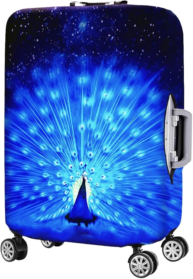 Suitcase Cover 3D Print Design Travel Luggage Protector Trolley Case Cover 19"-20" Sleeve, BluePeacock