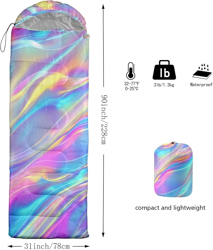 QOOMO Animals Camping Sleeping Bags,3 Season Warm & Cool Weather,Lightweight,Waterproof Sleeping Bags for Adults & Kids,Traveling,and Outdoors,Camping Gear Equipment