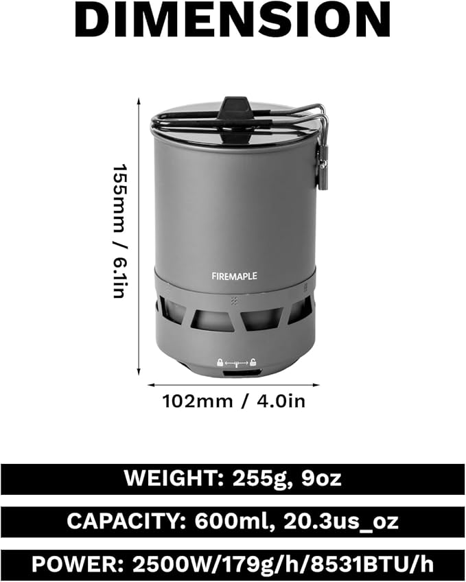 Fire-Maple Petrel Quickboil Pro Ultralight Cooking System – Compact & Fast-Boiling Backpacking Stove Pot Set, Ideal for Hiking, Solo Camping, Travelling, Hunting Trips, etc