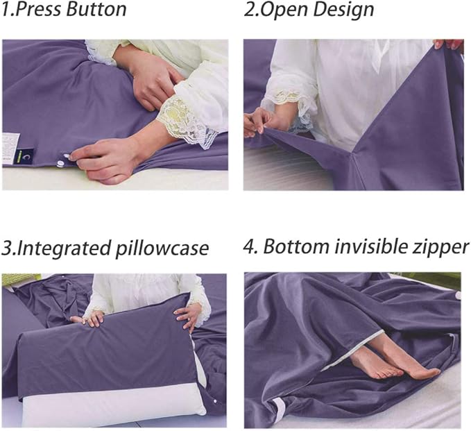 Sleeping Bag Liner Lightweight Compact Sleeping Bag Sack Portable Clean Travel Sheet Camping Sleep Sheet for Backpacking Hotel Hiking