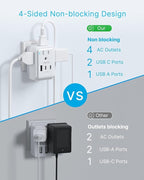 2 Pack Type E F Travel Plug Adapter, VINTAR Germany France Plug Adapter with 4 Outlets 3 USB Ports(2USB C), South Korea Outlet Adapter, Schuko Power Adaptor for US to Europe Spain Greece Iceland Korea