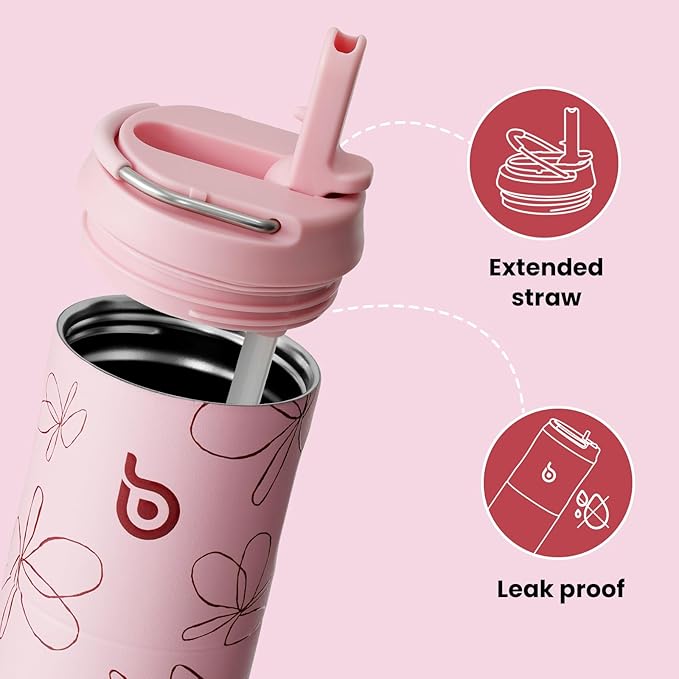 BOTTLE BOTTLE Insulated Water Bottle 24oz with Straw Lid and Handle for Sports Travel Gym Stainless Steel Water Bottles Double-Wall Vacuum Metal Leak Proof BPA-Free