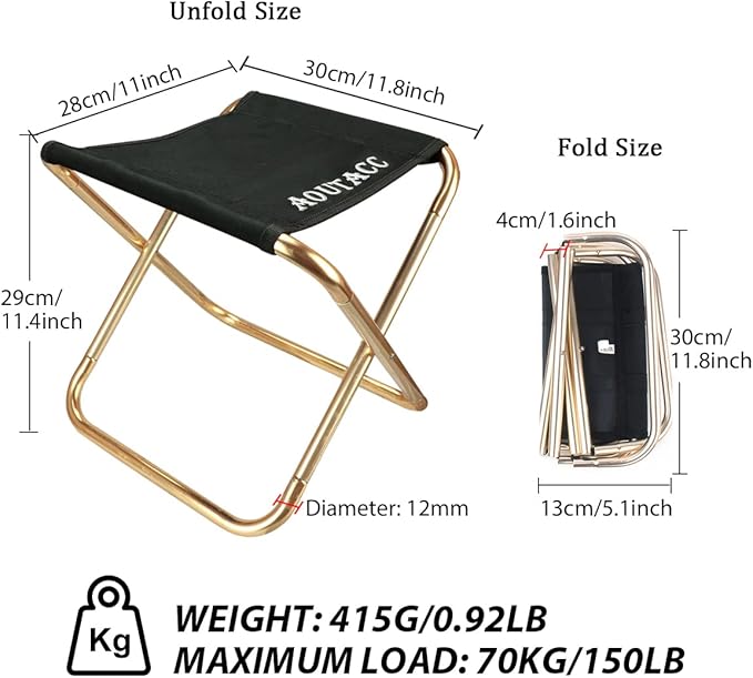 AOUTACC Ultralight Portable Folding Camping Stool for Outdoor Fishing Hiking Backpacking Travelling(XL:13"x14"x15";Large:11.8"x11"x11.4"; Medium:8.3"x9.5"x 11")