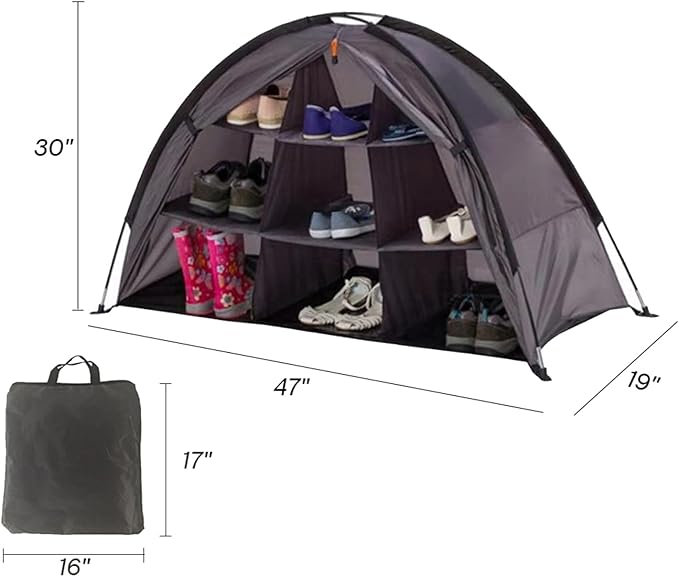 9-Shelf Storage RV Shoe Organizer Tent,Camping Storage Cabinet Tent with Zippered Flap, 9-Shelf Storage