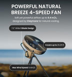 Claymore V1040 Fan (Black) - Premium Rechargeable Portable Air Circulator. Powerful, Quiet with Large 10,400mAh Battery, Versatile Stand & Remote Control. Up to 23 Hours Runtime, All Seasons.