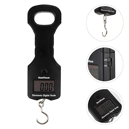 ABOOFAN Portable 30kg Electronic Luggage Scale with Large LCD Display, Handheld Digital Fishing and Travel Weighing Scale with Hook for Suitcase and Bag Weighing
