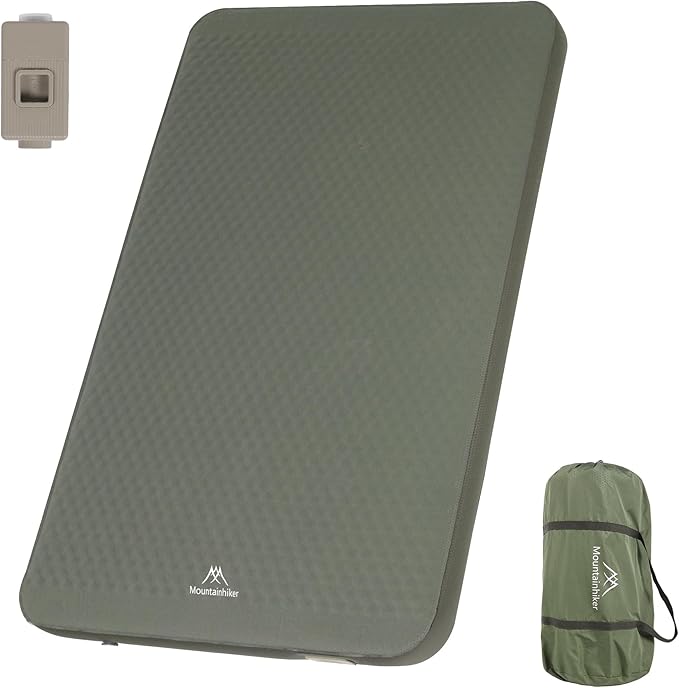 Self Inflating Sleeping Pad with Electric Pump, 4" Ultra-Thick Memory Foam Camping Pad, 40s Fast Inflating Camping Mattress Pad, 4-Season Insulated Camp Sleeping Mat for Outdoor/Travel/Tent (Twin)