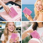 Passport Holder Cover Initail Letter A-Z Travel Wallet Embossed Design RFID Blocking Card Holder Personalized Gift Passport Cover Wallet, Passport Book Holders for Women and Girls, Pink-G