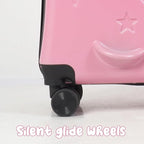 Kids Ride On Suitcase with Wheels, Scooter Luggage for Toddlers Travel, Durable Children's Suitcase for Boys & Girls Ages 2-15 Years Pink