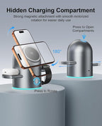 3 in 1 Wireless Charging Station for Apple Multiple Devices, 15W Magnetic Auto-Rotating Charger Stand, Touch Hidden System Wireless Charger Stand for iPhone 17 16 15 14 13 12, Apple Watch, AirPods pro