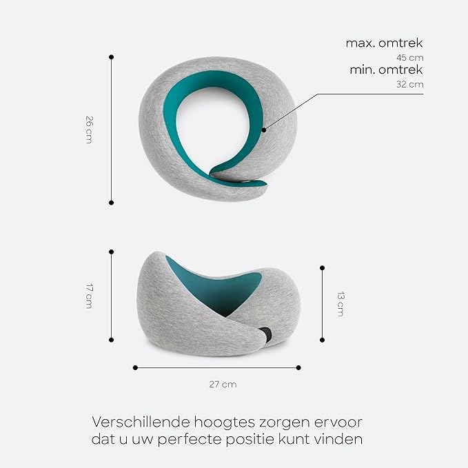 Ostrichpillow Go Neck Pillow, Travel Pillows for Airplanes, Premium Memory Foam Travel Pillow, 360º Ergonomic Design, Asymmetrical Sides, Travel Bag Included, Washable Modal Cover