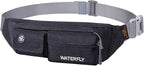 WATERFLY Fanny Pack for Women Men Water Resistant Small Waist Pouch Slim Belt Bag with 4 Pockets Lightweight Crossbody Chest Bag Fit All Phones, 11.02 x 2.1 x 4.3 inch