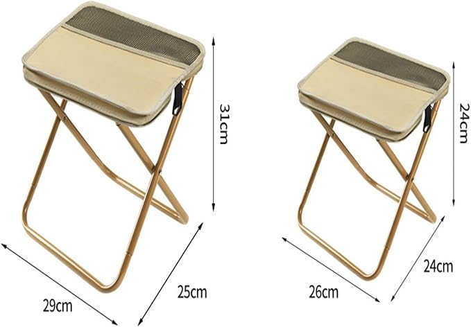 Portable Camping Stool and Folding Small Chair - Compact Folding Stool, Picnic Hiking Fishing Outdoor Footstool for Hiking and Trekking(Khaki,Medium)