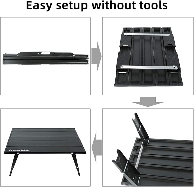 ROCK CLOUD Ultralight Folding Beach Table Adjust Height Aluminum Portable Mini Camping Table