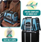 PetAmi Airline Approved Pet Carrier for Cats & Small Dogs, Soft Sided TSA Travel Carrier Bag with Sherpa Bed, Breathable Mesh Ventilation, Collapsible Bowl, Fits Under Seat, Up to 18 lbs, Small Blue