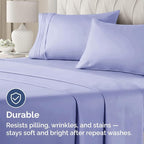 CGK Unlimited Queen Size Lavender Pillow Cover Bedding Set of 4 - Soft, Premium Quality Microfiber Pillowcases for Machine Washing - 20x40, 20x36 & 20x48 Inch Pillows