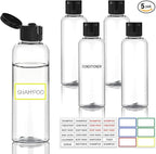5 Pack 3.4 oz Travel Bottles for Toiletries, TSA Approved Leak Proof Refillable Travel Size Containers, Clear Plastic Shampoo Bottles for Lotion Conditioner
