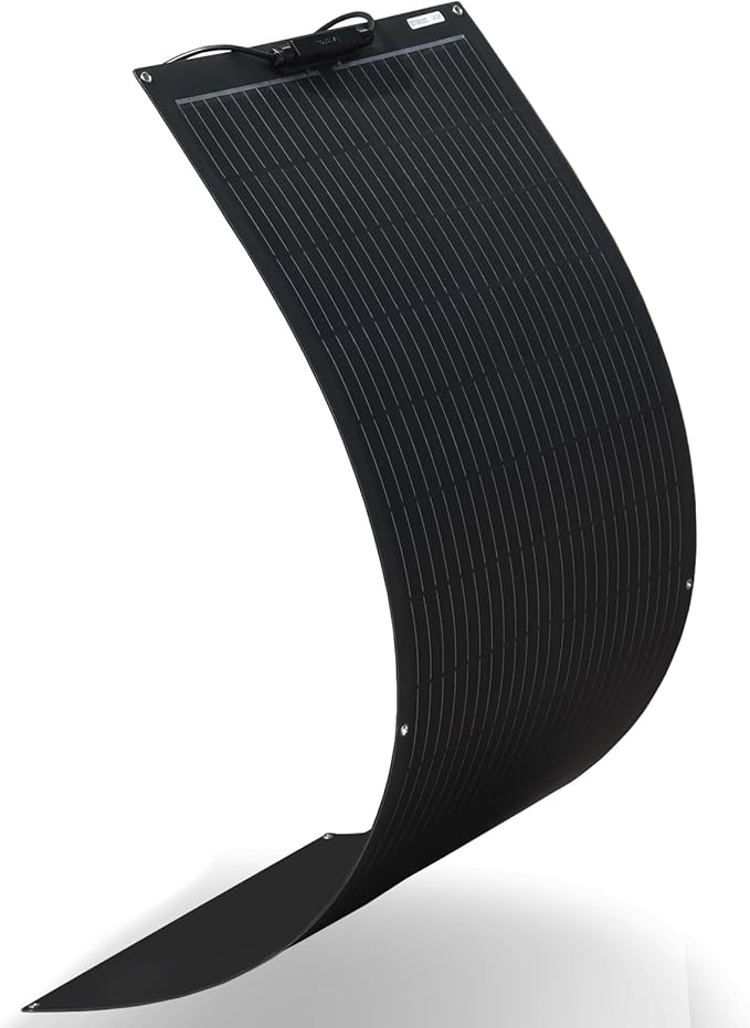 Flexible Solar Panel 100W 12V Monocrystalline Solar Module Fiberglass Lightweight Bendable Charge for RV Trailer Boat Cabin Van Car Uneven Surfaces (100W Solar Panel Black)