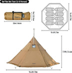 FireHiking Camping Hot Tent 4-8 Person Tipi Tent with Stove Jack for Bushcraft, Cooking and Heating