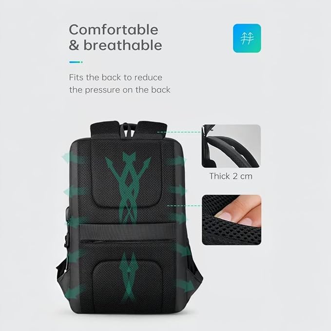 TREKON Laptop Backpack for Men/Women, Fits 15.6" Laptop, USB Charging Port, Water-Resistant, Anti-Theft, TSA Approved Travel Bag, For Business & College