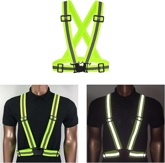 3Pcs Reflective Running Vest, Adjustable Elastic Straps Lightweight 360°High Visibility for Outdoor Walking, Jogging