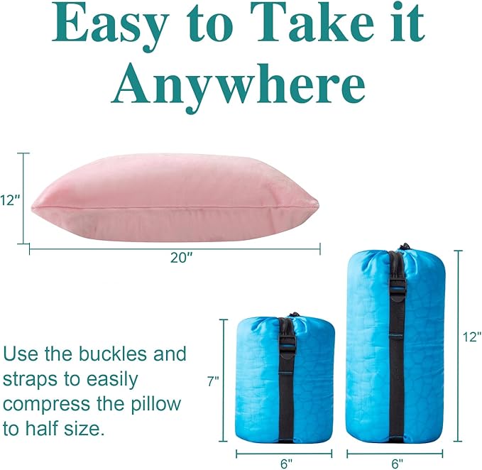 Small Shredded Gel Memory Foam Pillow，Adjustable for Contoured Support -Portable Ideal for Backpacking, Camping, Travel, Car, Airplane,Office Nap