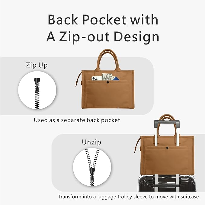 TOPDesign Heavy-Duty Canvas Tote Bag for Women, Adjustable Crossbody/Shoulder Handbag with 9 Pockets, Everything Tote