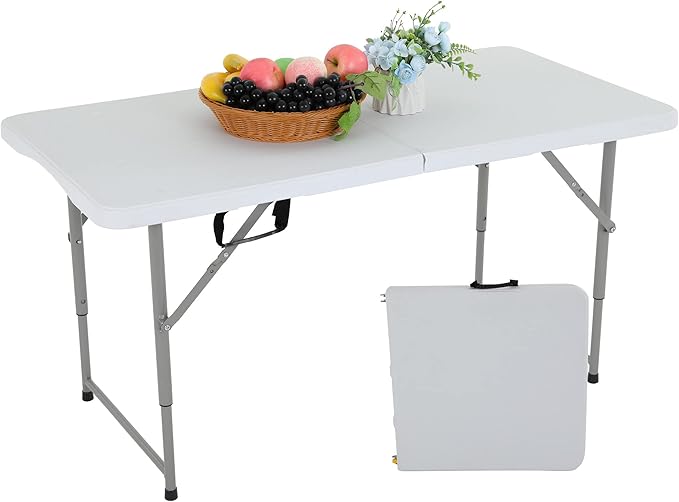 FDW Folding Half Portable Foldable Table for Parties Backyard Events (White, 6 FT 70 * 29) (White, 4 FT)