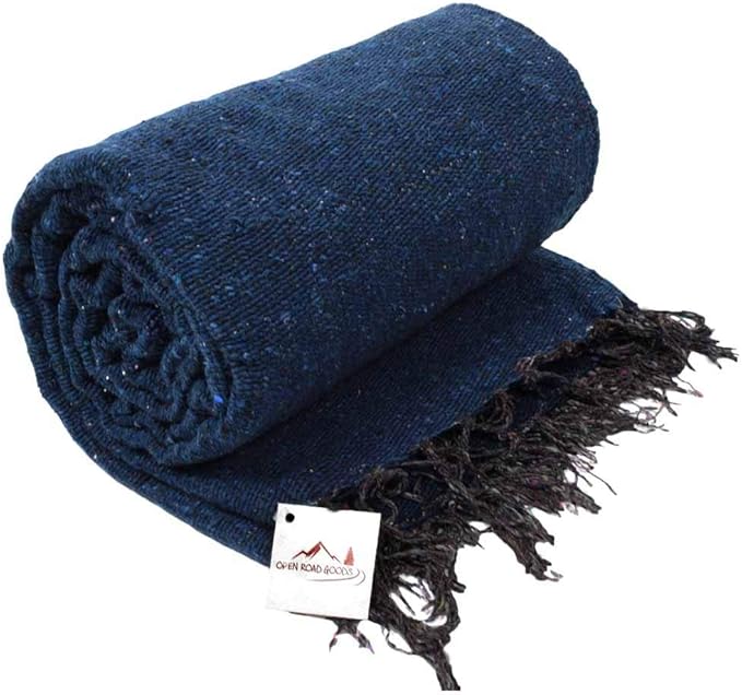 Open Road Goods Solid Color Mexican Yoga Blanket – Large Handwoven Throw for Yoga, Beach, Camping or Home – Soft and Durable Cotton Blend