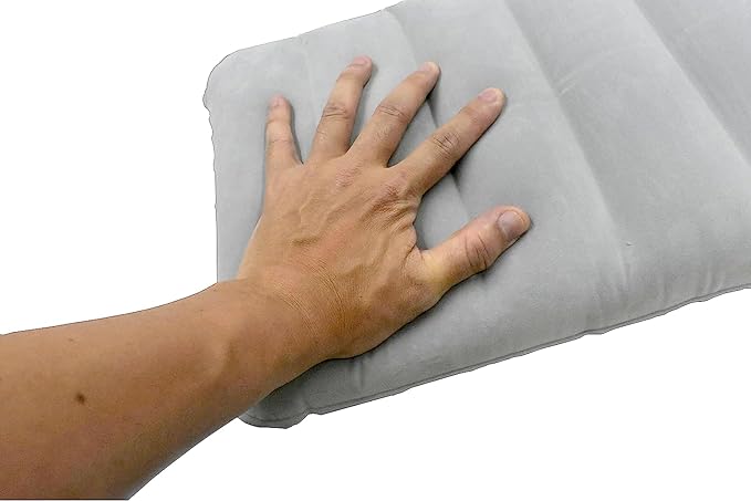 2 Pack Ultralight Inflatable Camping Pillow Squared Flocked Fabric Air Pillow for Hiking,Traveling,Napping,Desk Rest,Beach Neck Lumbar Support