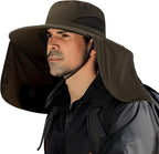 Fishing Hat for Men&Women,Outdoor UV Waterproof Wide Brim Bucket Hat,UPF50+ Sun Hat with Neck Flap