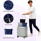 Travel Blanket and Pillow - Premium Soft 2 in 1 Airplane Compact with Soft Bag Pillowcase, Plane Blanket Compact Packable, Travel Essentials Accessories for Plane and Car, 60x80 Navy