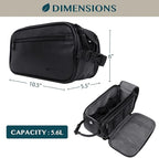 PAVILIA Toiletry Bag for Men, Travel Essentials Shaving Dopp Kit, Mens Travel Bag Toiletries Organizer Case for Grooming, PU Leather Water Resistant Cosmetic Bag Pouch (Black)