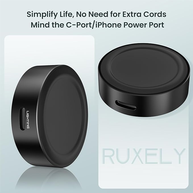 RUXELY Magnetic Charger Adapter for Apple Watch,5W Portable Wireless Fast iWatch Charger with USB C & iPhone Power Port,Short Apple Watch Charging Cable for iWatch Series 11 10 9 8,Ultra 3,42/46/44mm