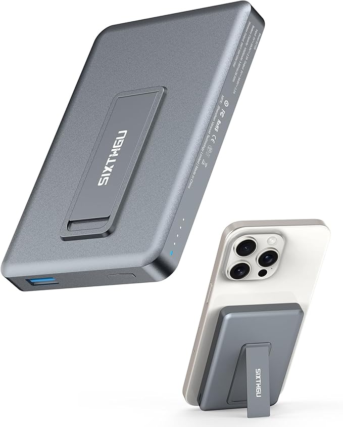 Portable Charger, for Magsafe Power Bank with Foldable Alloy-Stand, 10000mAh Magnetic Battery Pack with 22.5W Fast Charging for iPhone 17/16/15/14/13/12 Series