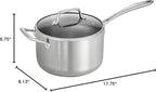 Tramontina Tri-Ply Clad Stainless Steel 4-Quart Sauce Pan with Glass Lid, Induction-Ready, Dishwasher-Safe, NSF-Certified, Made in Brazil