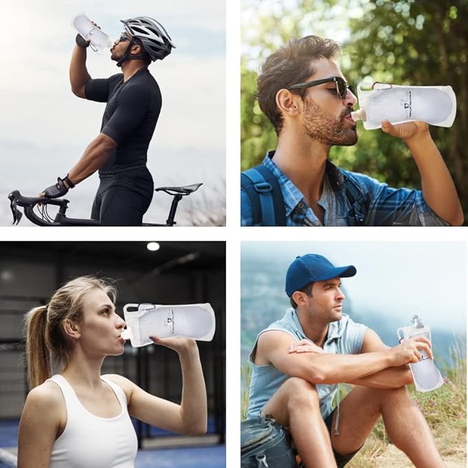 Survivor Filter Collapsible Water Bottles, Canteens (32oz) 2 Pack (2L Total) - Durable Carabiners and Handles. Squeeze Water through a Filter or Use as Water Bottles