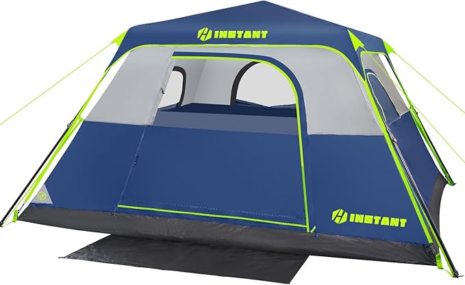 4/6/8 Person Instant Tent, Waterproof Pop Up Tents for Camping with Rainfly, 60 Seconds Easy Setup, Automatic Cabin Tent for Family Camping with Expandable Carry Bag & Upgraded Ventilation