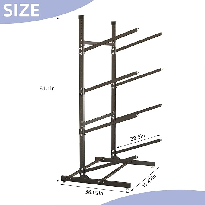 Kayak Storage Rack, Heavy-Duty Metal Kayak Storage Rack Adjustable Freestanding Kayak Stand, Canoe and Paddleboard Kayak Rack for Indoor & Outdoor Use