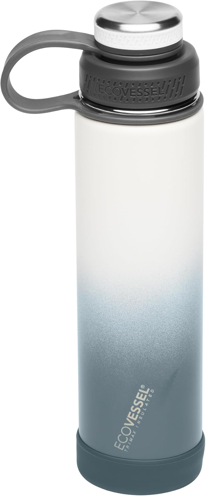 EcoVessel Stainless Steel Water Bottle with Insulated Dual Lid, Insulated Water Bottle with Strainer and Silicone Bottle Bumper, Coffee Mug (Winter Storm, 24 oz)