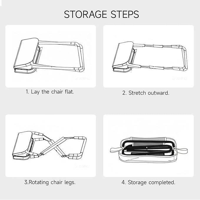 13 x 10.6 Inch Portable Folding Camping Stool, Metal Frame with Storage Mesh, Small Folding Stool for Adults Lightweight Outdoor Seating for Camping Fishing Hiking BBQ Hold Up to 265 LBS (Black)