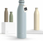 LARS NYSØM Stainless Steel Insulated Water Bottle 12 oz 17 oz 25 oz 34 oz 51 oz | Insulated Thermo Flask for Hot and Cold Beverages | Leakproof Drinking Bottle (Sky Blue, 25.4 oz)