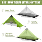 Night Cat Ultralight Tent 1 Person for Professional Backpacker Hiker 2 LBS Only Lanshan Backpacking Bivvy Ground Tent Heavy Rain Waterproof Trekking Pole Not Included
