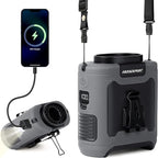 Portable Waist Fan Clip on, Personal Wearable Belt Fan 10000mAh Rechargeable Battery Under Shirt,5 Speeds with light, Neck Fan Hands-Free Cooling For Outdoor Camping Travel (Grey)